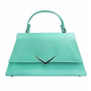 Rumbler Handbag in Mint Seafoam Sparkle with crossbody strap Pinup Rockabilly